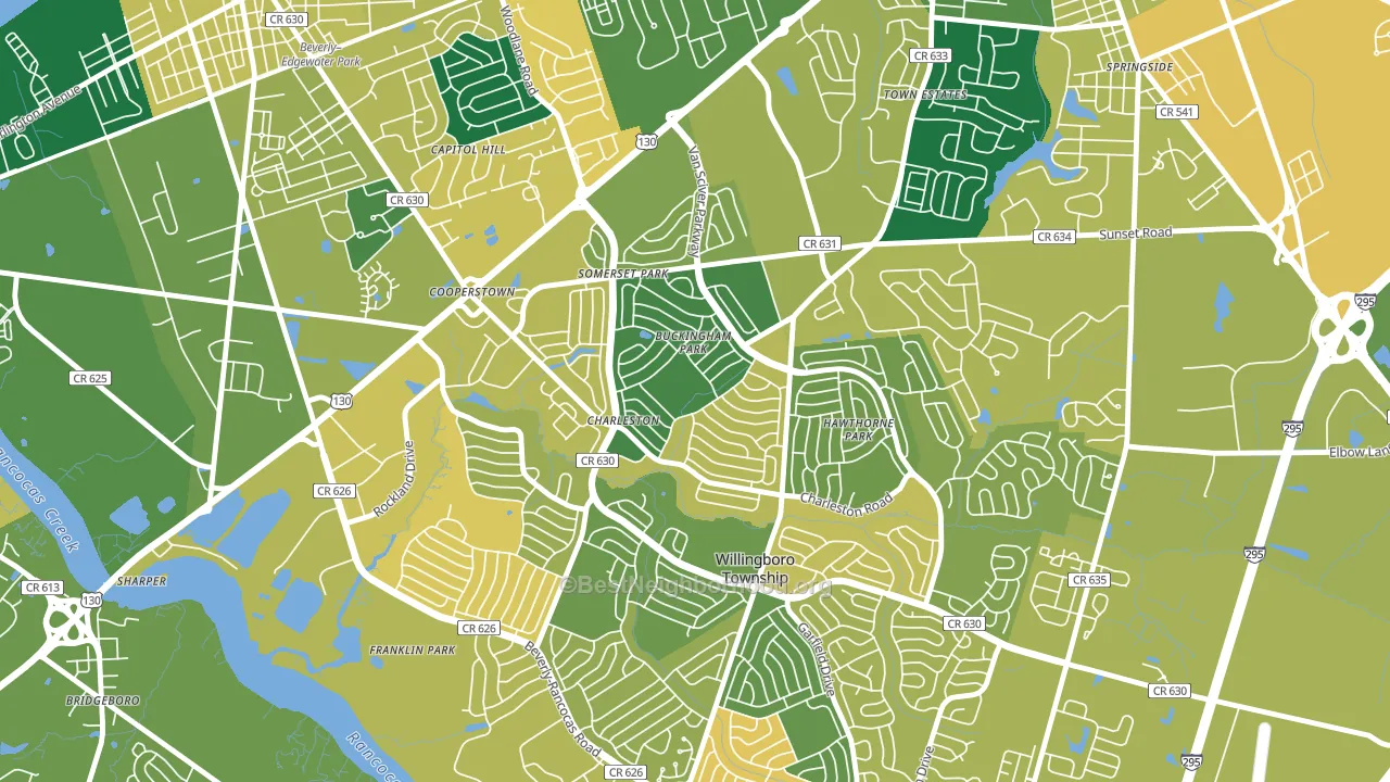 Buckingham Park, Willingboro, NJ block-group voter-turnout map
