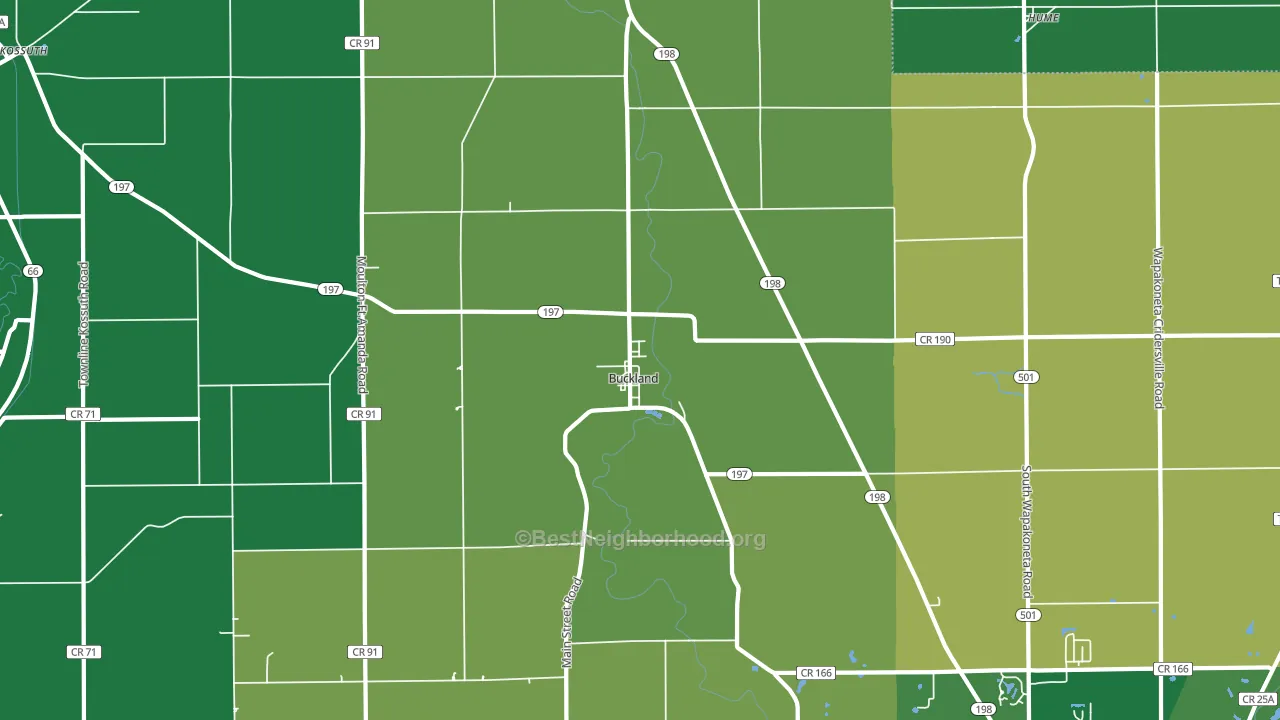 Buckland, OH block-group voter-turnout map