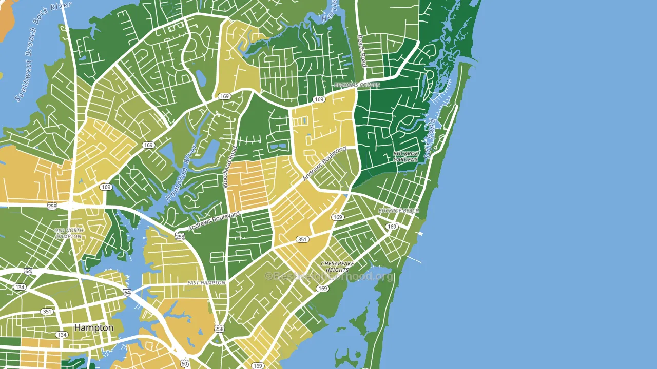 Buckroe, Hampton, VA block-group voter-turnout map