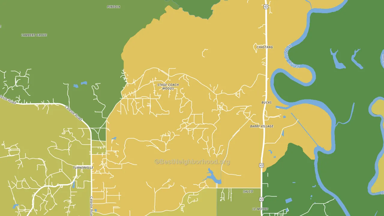 Bucks, AL block-group voter-turnout map
