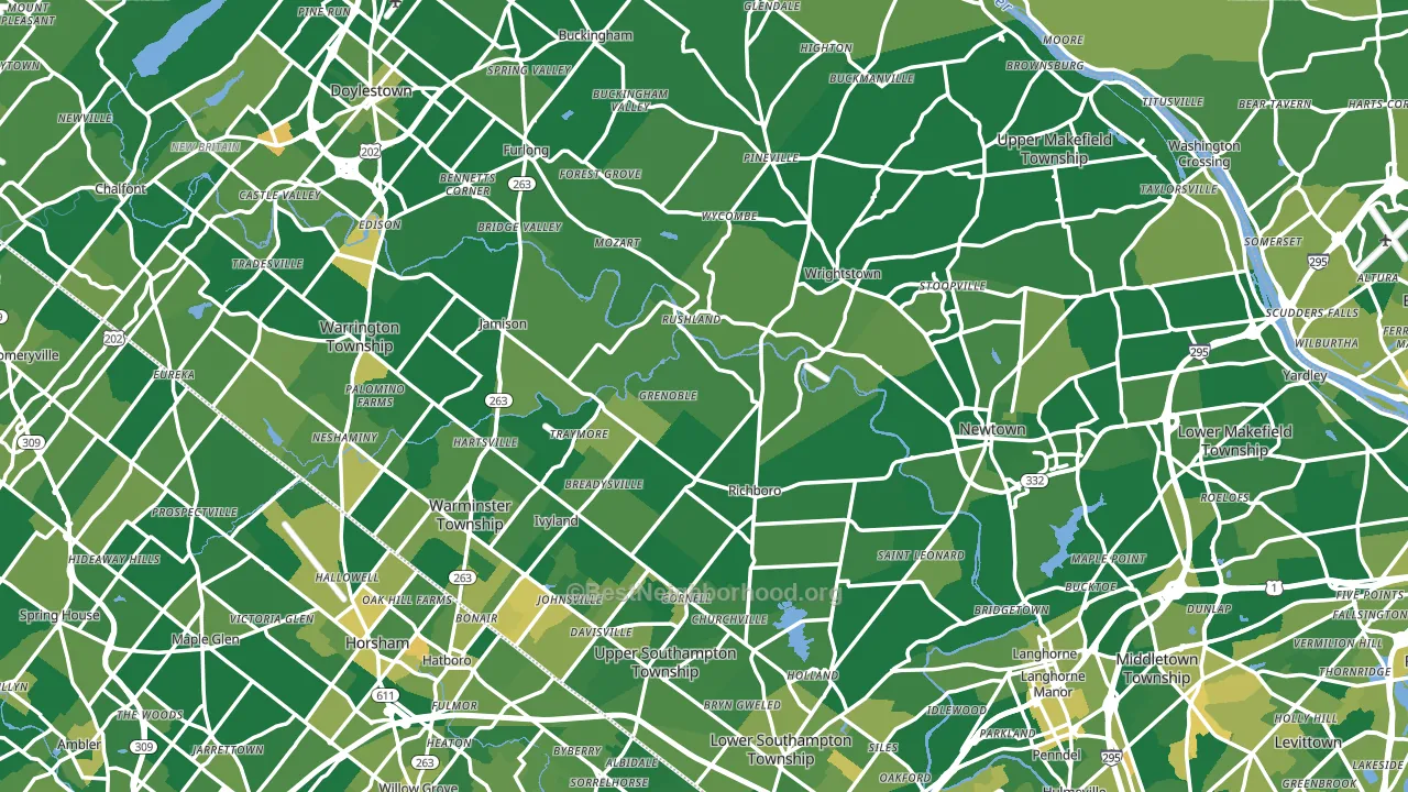 Bucks County, PA block-group voter-turnout map