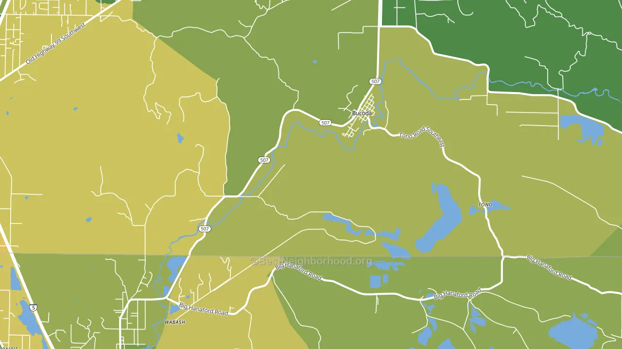 Bucoda, WA block-group voter-turnout map