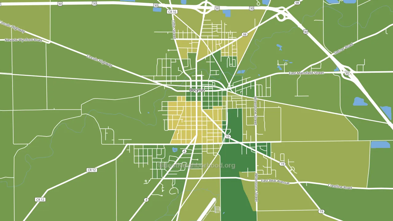 Bucyrus Commercial Historical District, Bucyrus, OH block-group voter-turnout map