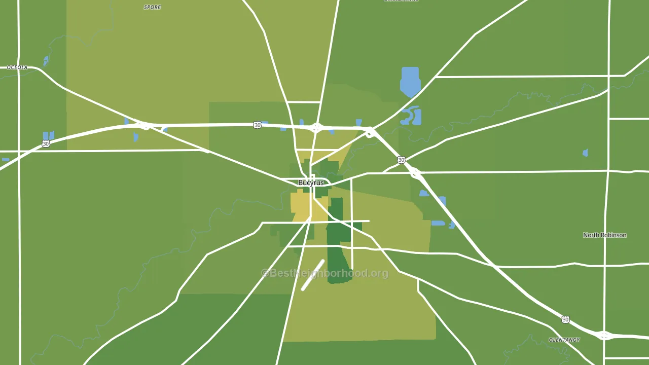 Bucyrus, OH block-group voter-turnout map