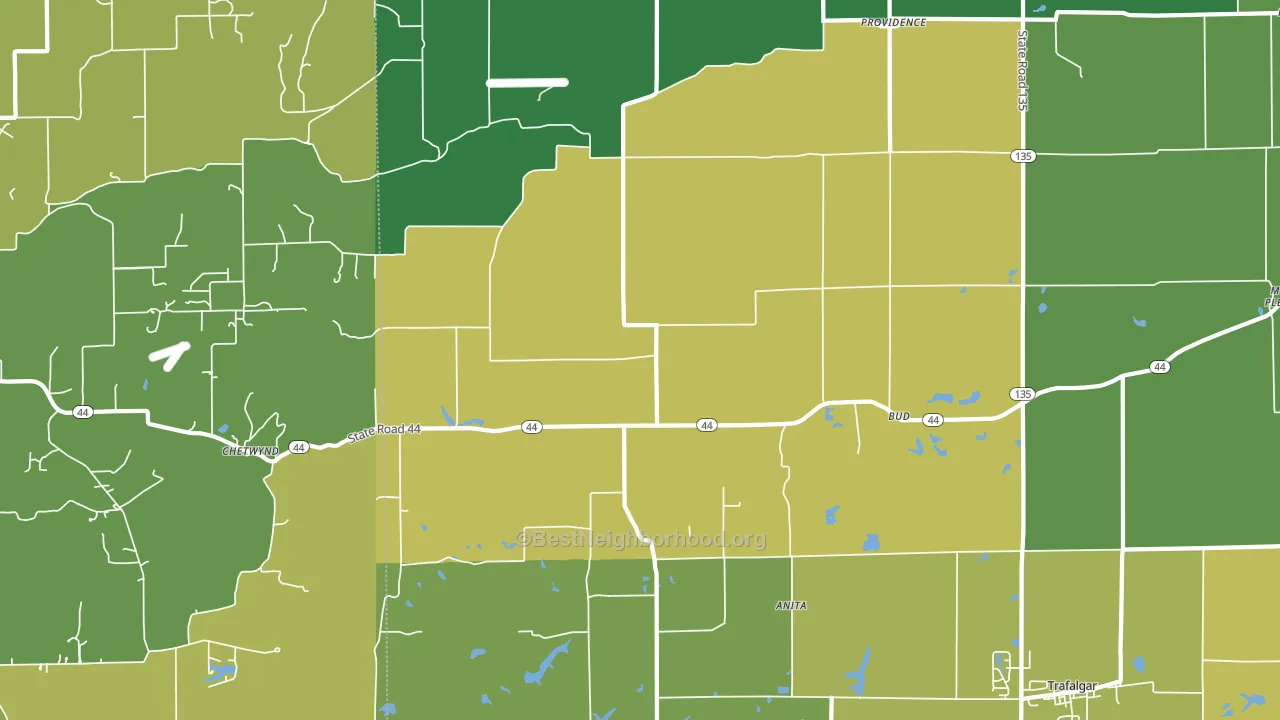 Bud, IN block-group voter-turnout map