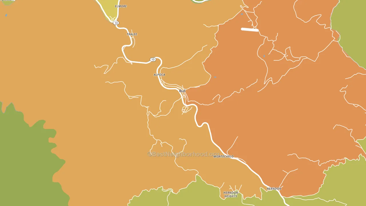 Bud, WV block-group voter-turnout map