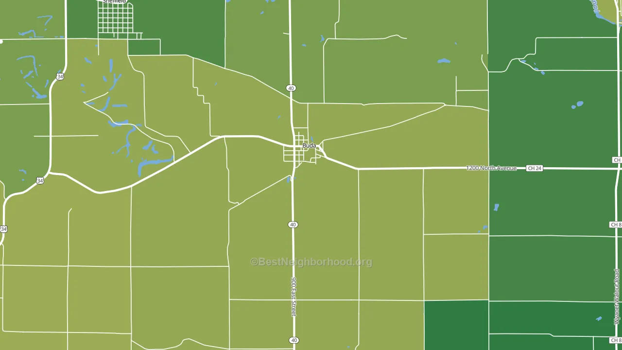 Buda, IL block-group voter-turnout map