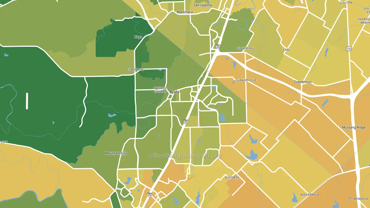 Buda, TX block-group voter-turnout map