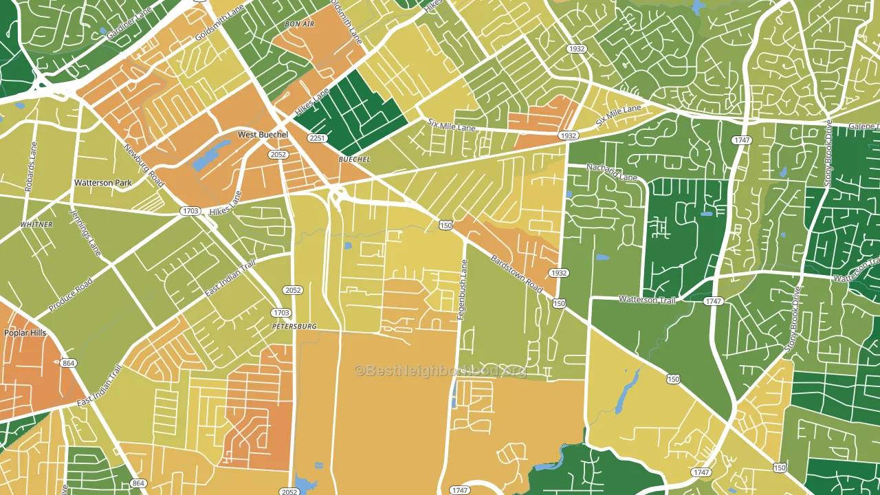 Buechel, Louisville, KY block-group voter-turnout map