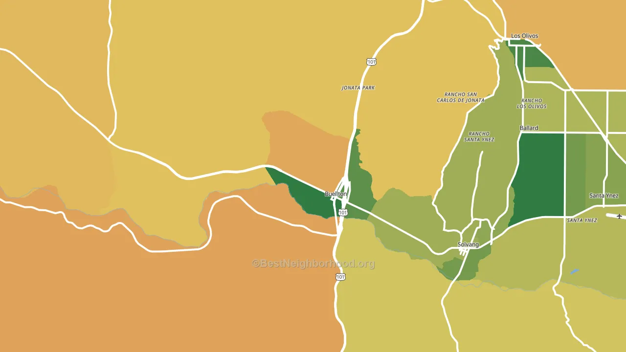 Buellton, CA block-group voter-turnout map