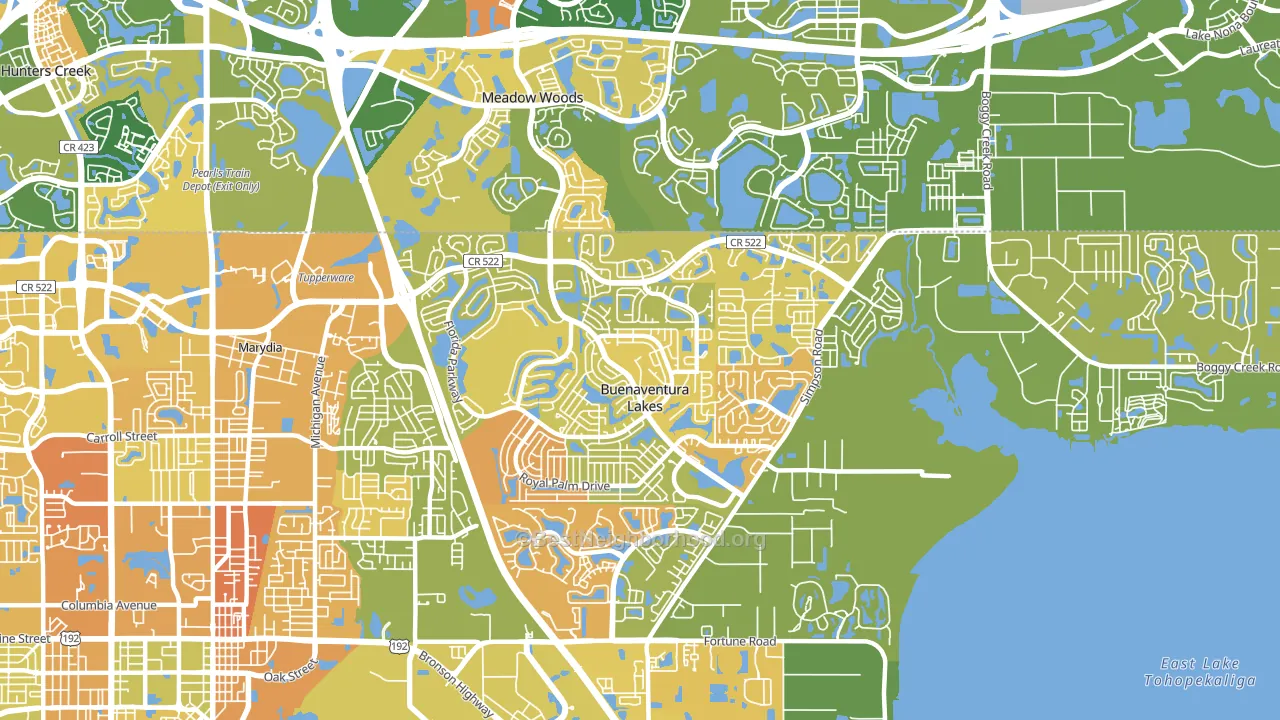 Buenaventura Lakes, FL block-group voter-turnout map