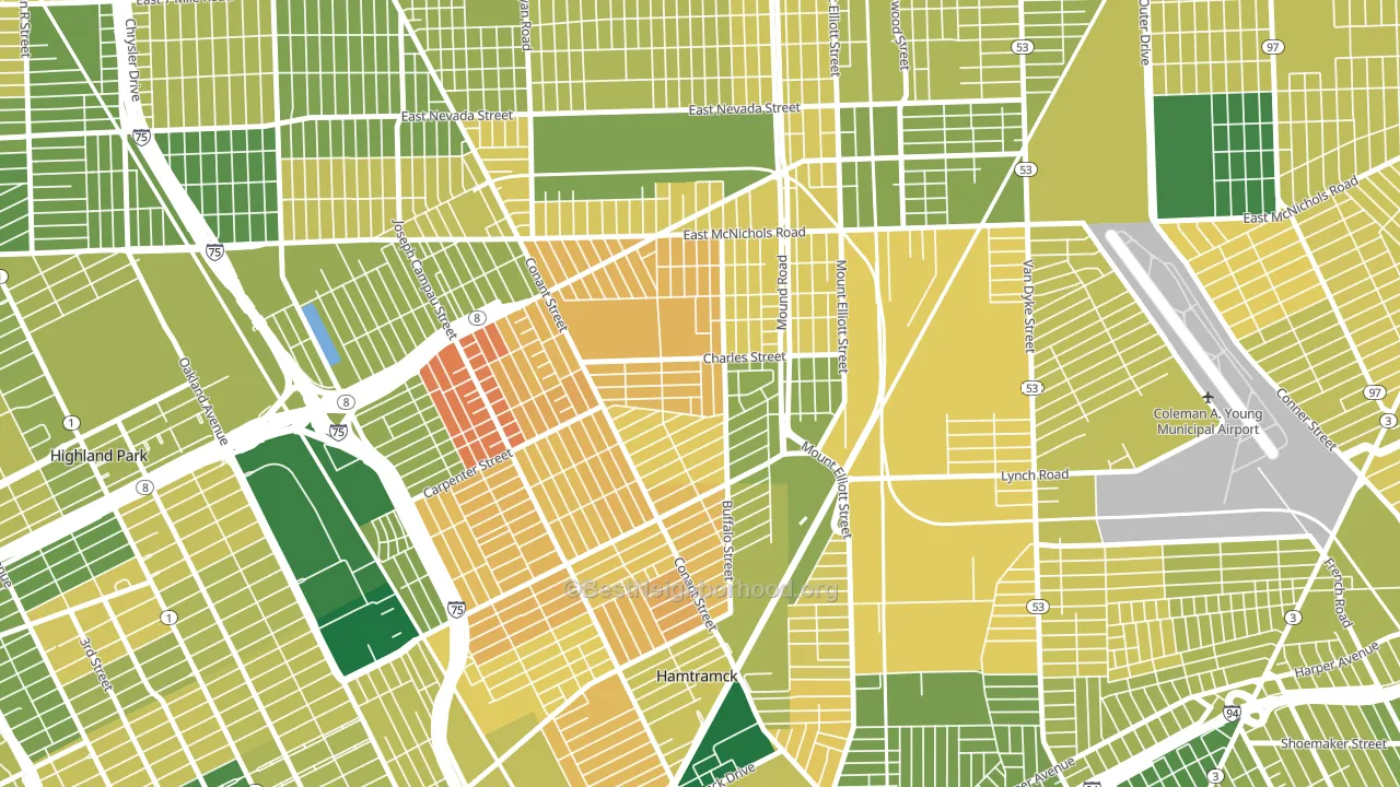 Buffalo Charles, Detroit, MI block-group voter-turnout map