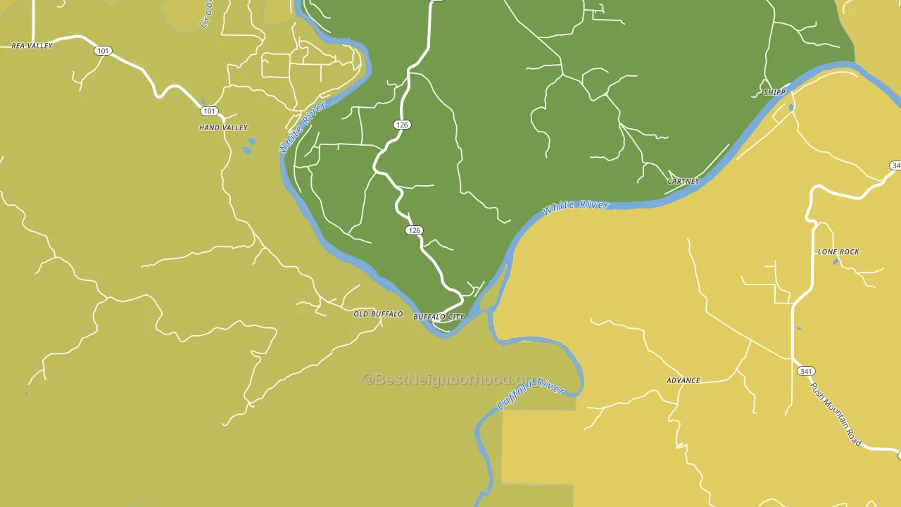 Buffalo City, AR block-group voter-turnout map