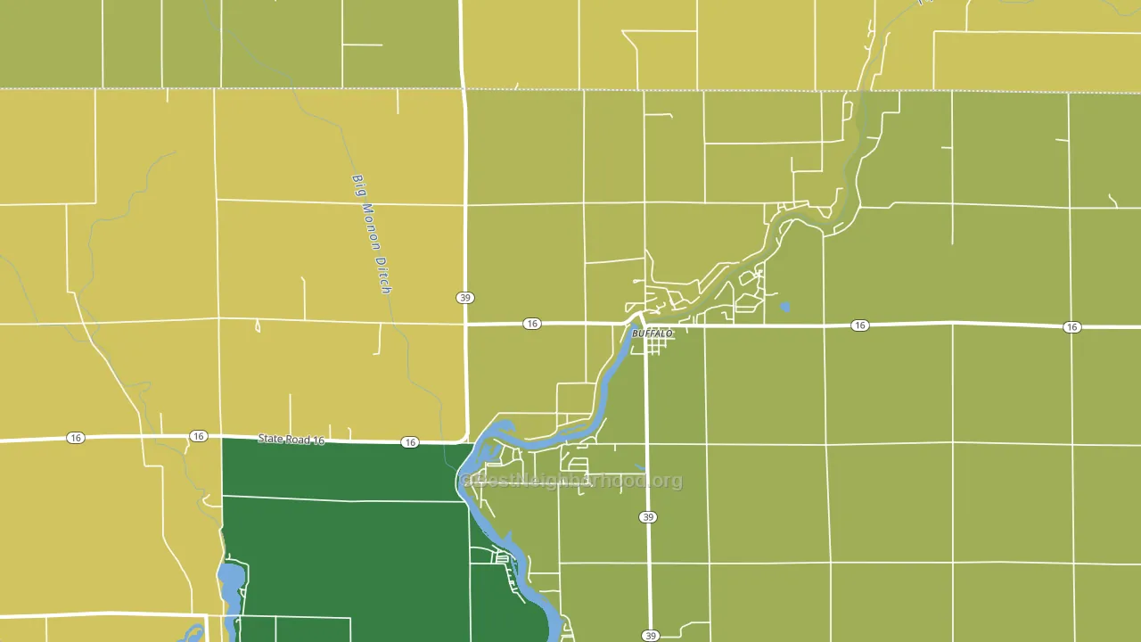 Buffalo, IN block-group voter-turnout map