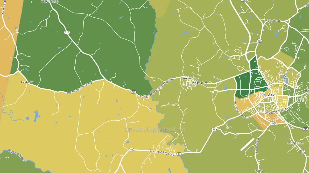 Buffalo, SC block-group voter-turnout map