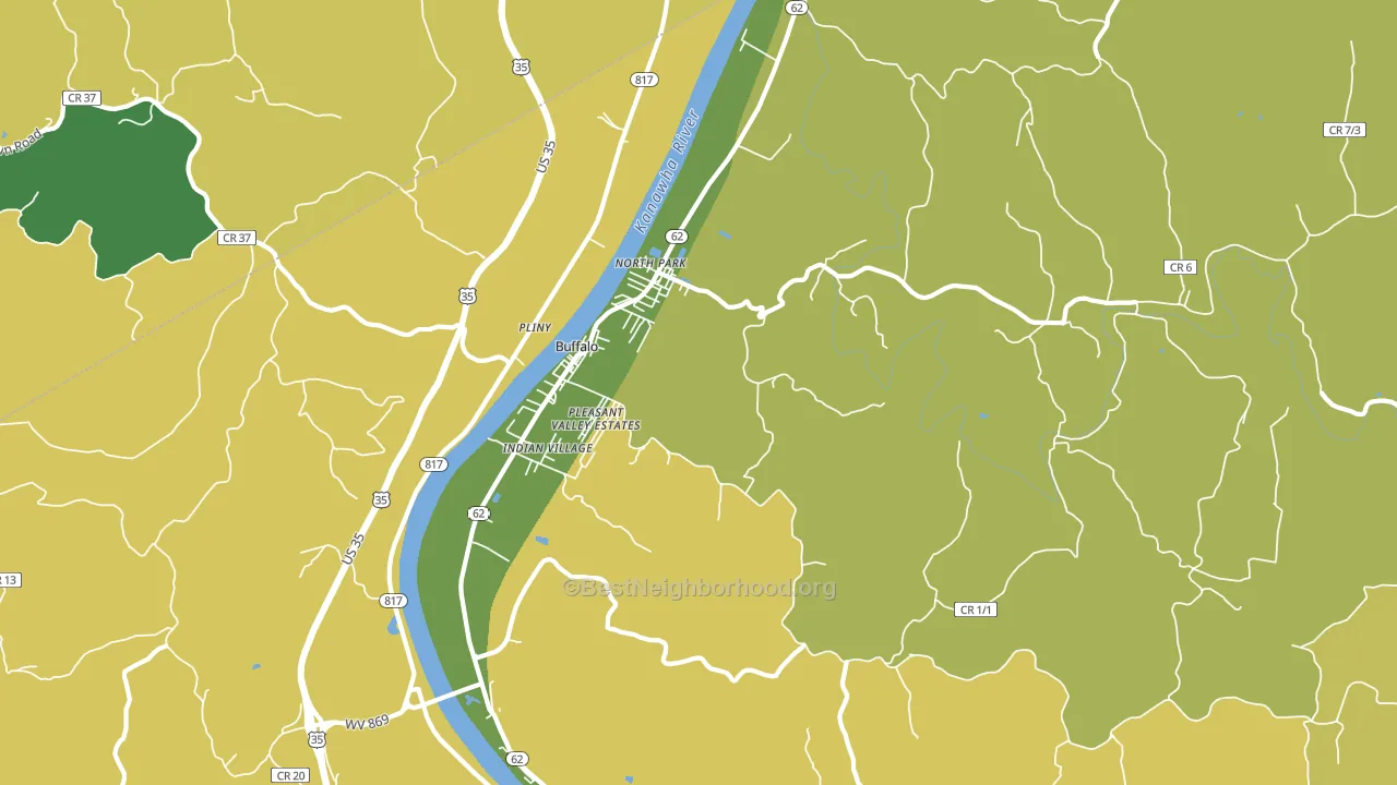 Buffalo, WV block-group voter-turnout map