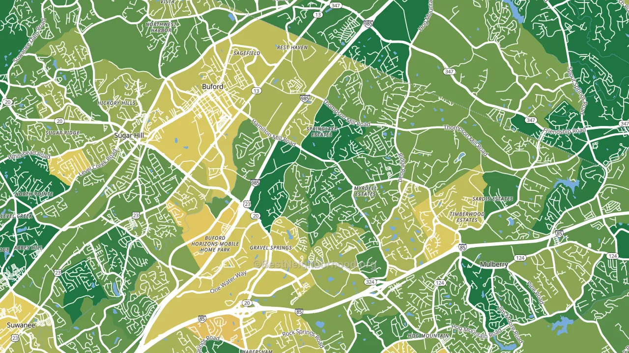Buford, GA block-group voter-turnout map