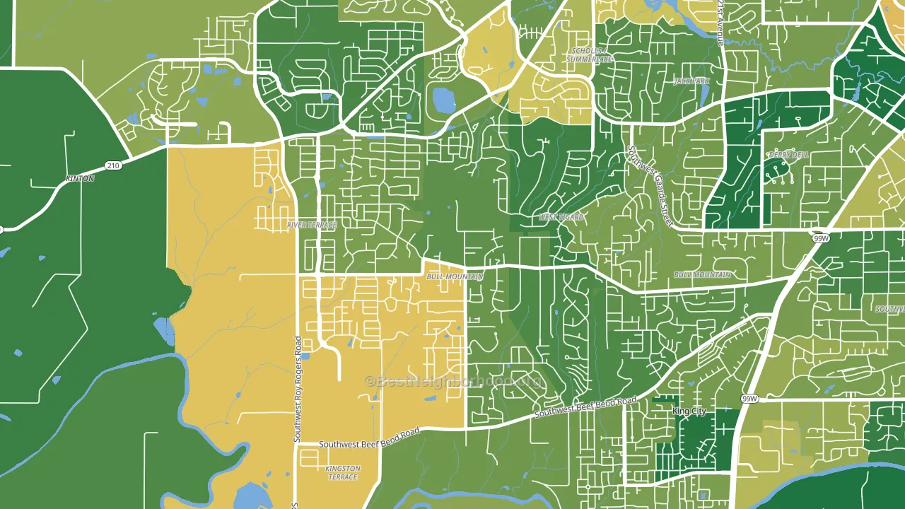 Bull Mountain, OR block-group voter-turnout map
