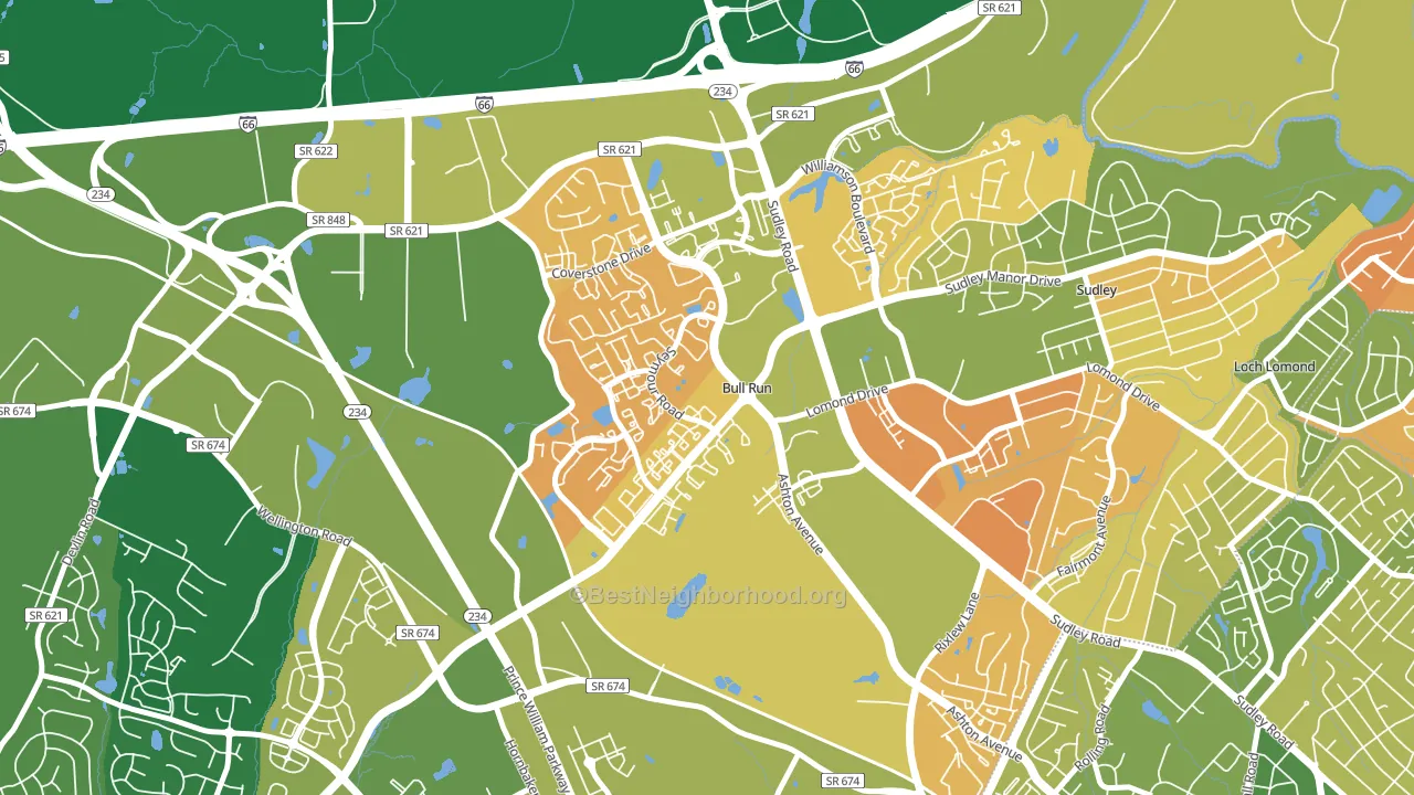 Bull Run, VA block-group voter-turnout map