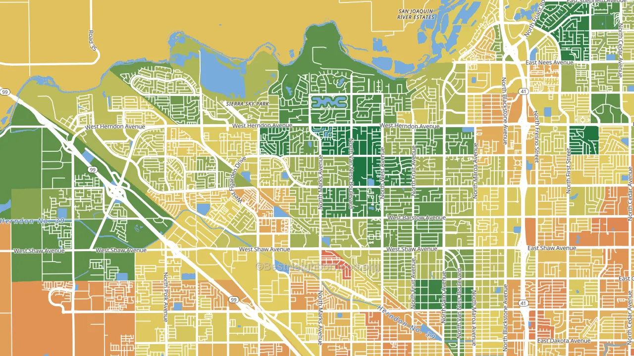 Bullard, Fresno, CA block-group voter-turnout map