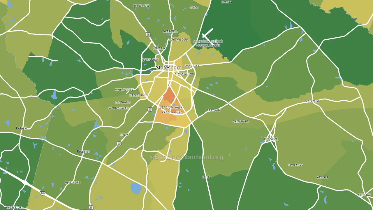 Bulloch County, GA block-group voter-turnout map