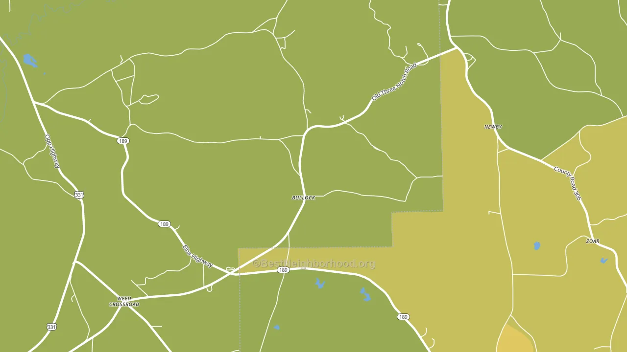 Bullock, AL block-group voter-turnout map