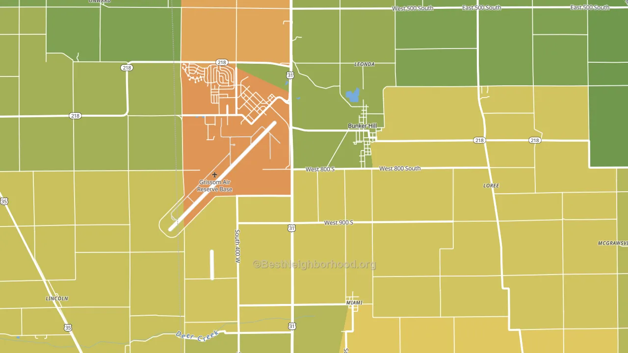 Bunker Hill, IN block-group voter-turnout map