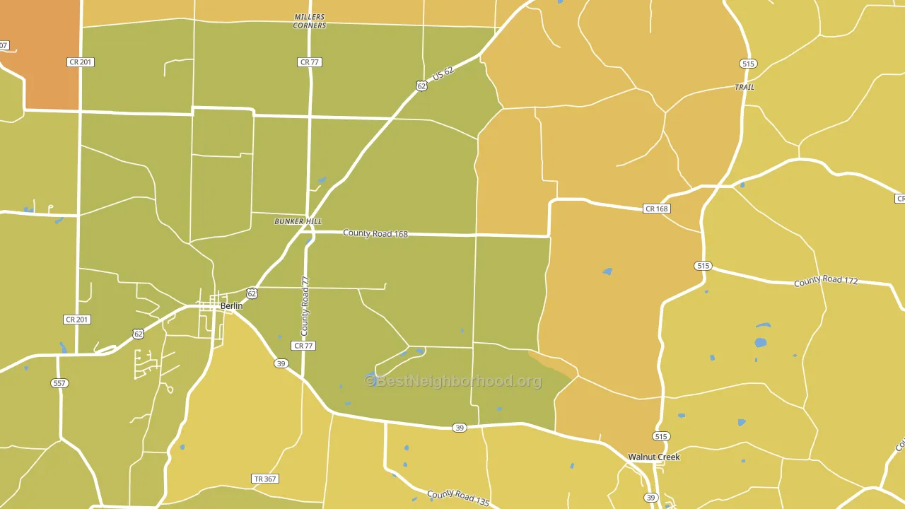 Bunker Hill, OH block-group voter-turnout map