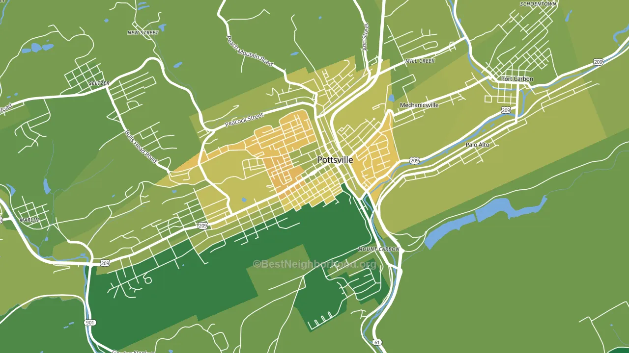 Bunker Hill, Pottsville, PA block-group voter-turnout map