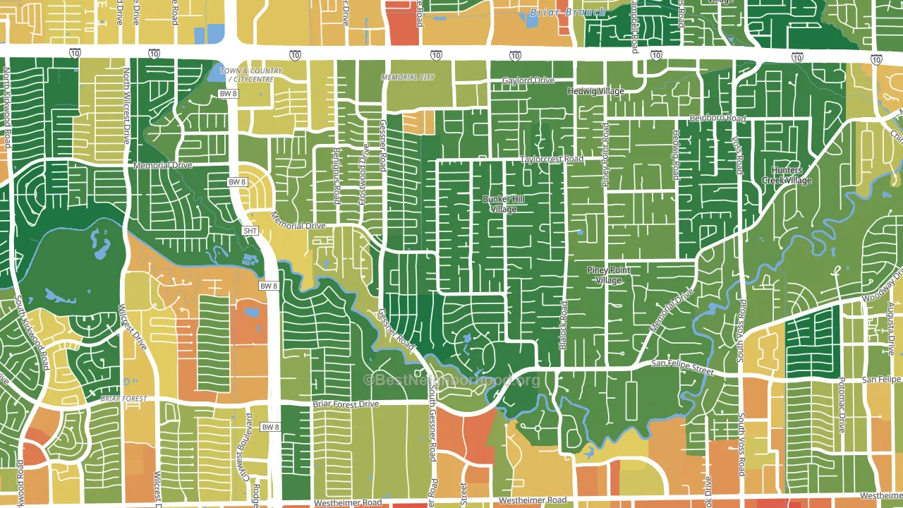 Bunker Hill Village, TX block-group voter-turnout map