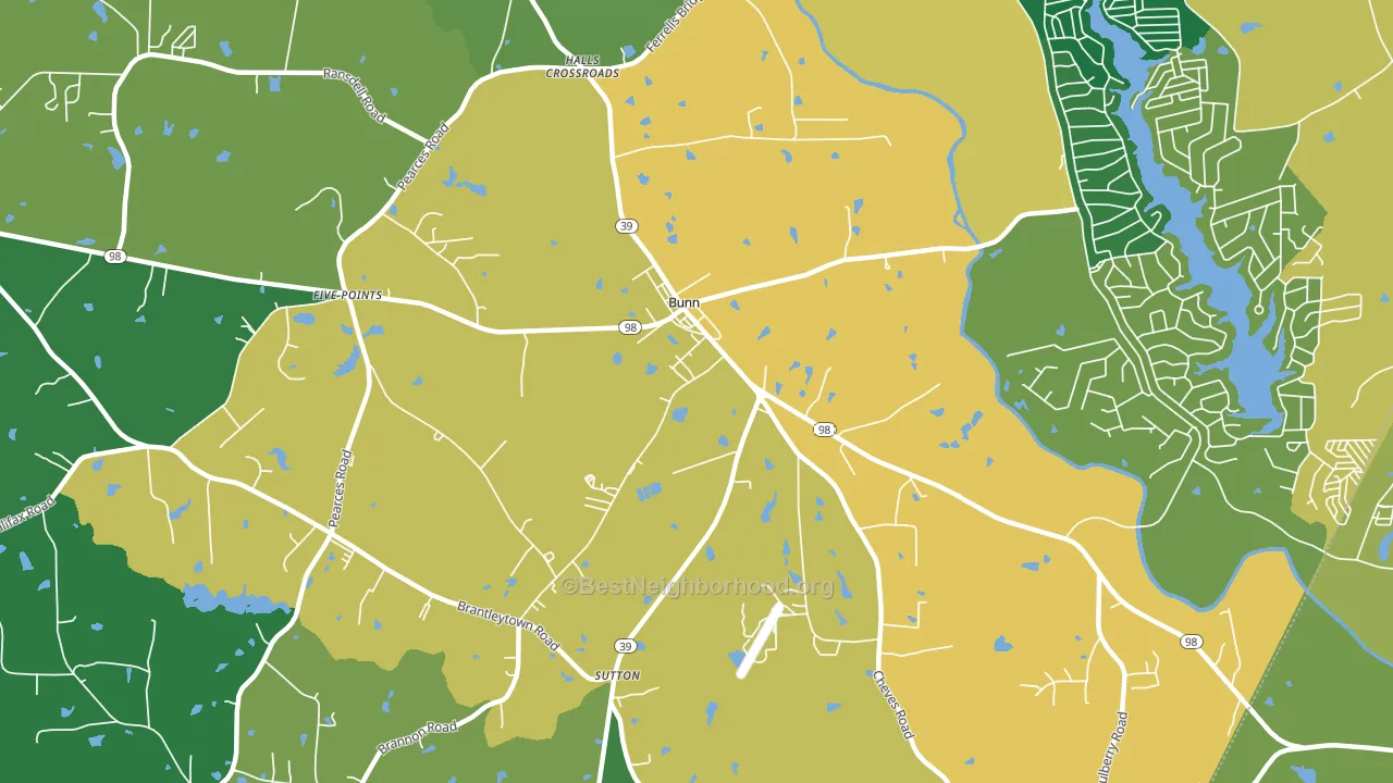 Bunn, NC block-group voter-turnout map