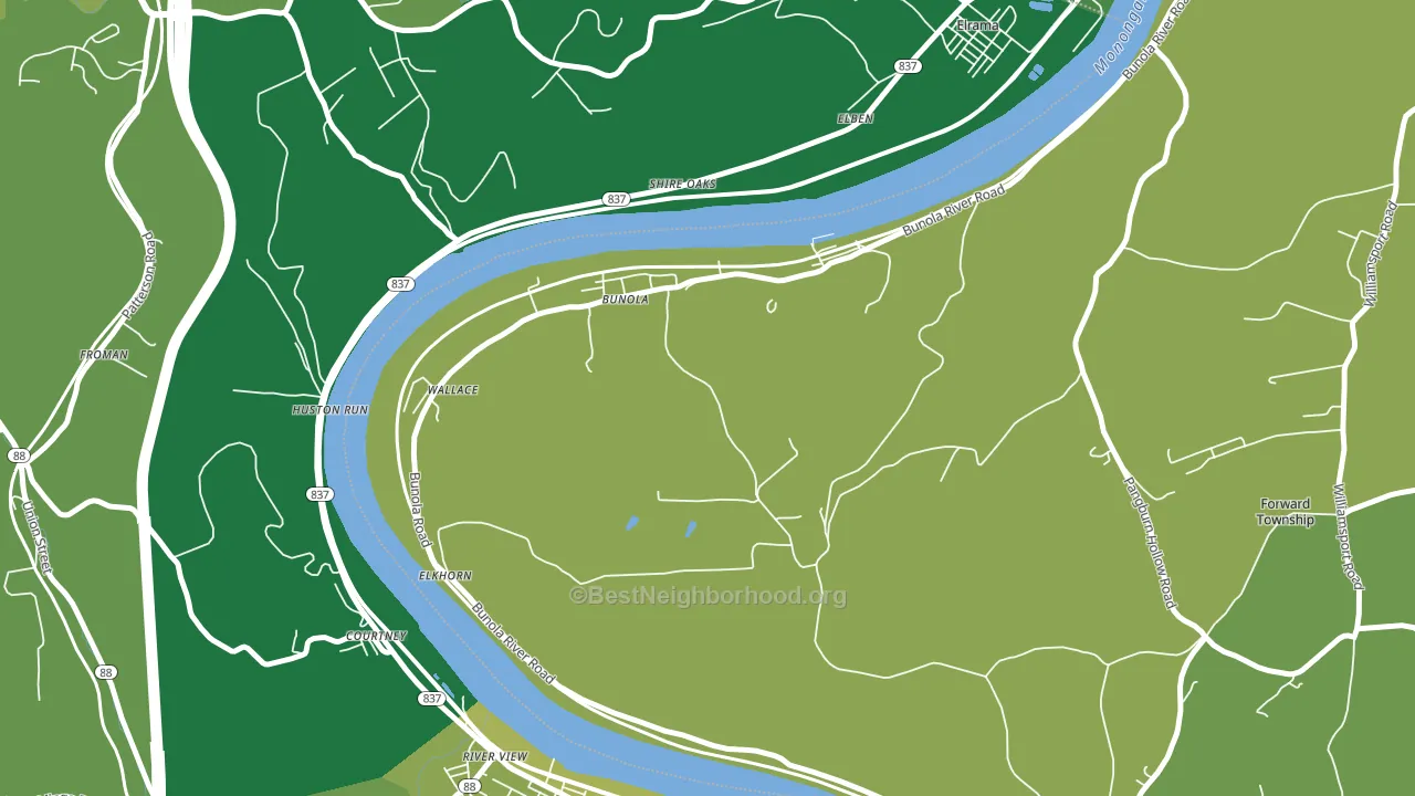 Bunola, PA block-group voter-turnout map