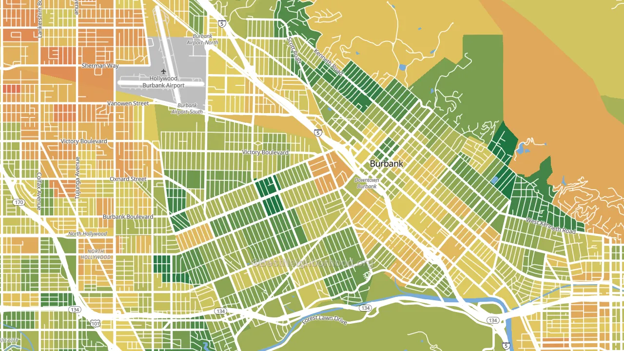 Burbank, CA block-group voter-turnout map
