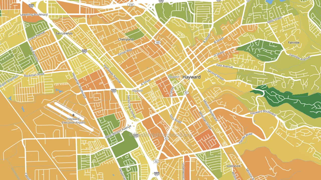 Burbank-Hayward, Hayward, CA block-group voter-turnout map