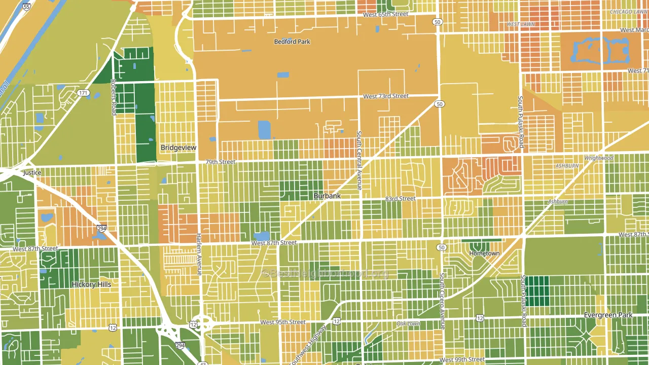 Burbank, IL block-group voter-turnout map