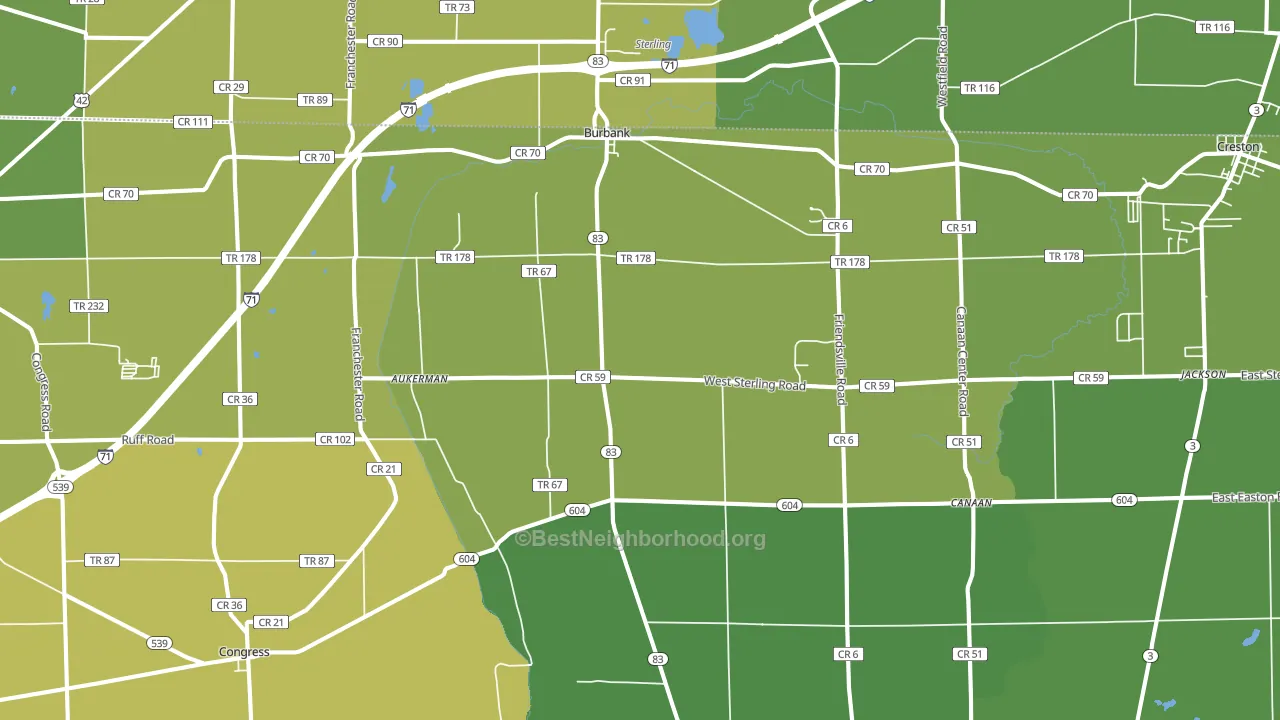 Burbank, OH block-group voter-turnout map
