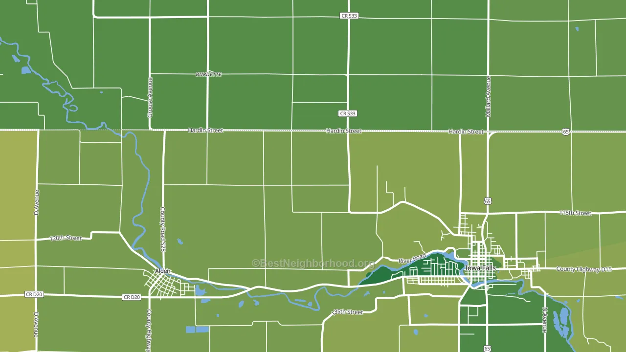 Burdette, IA block-group voter-turnout map