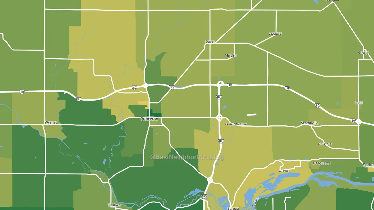 Bureau County, IL block-group voter-turnout map