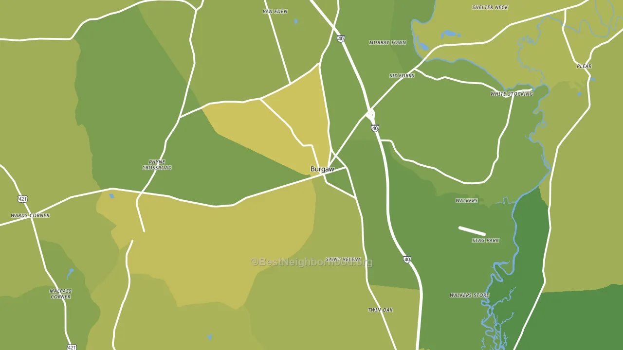 Burgaw, NC block-group voter-turnout map
