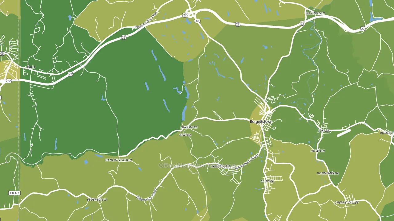 Burgettstown, PA block-group voter-turnout map