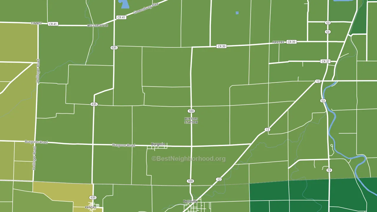 Burgoon, OH block-group voter-turnout map
