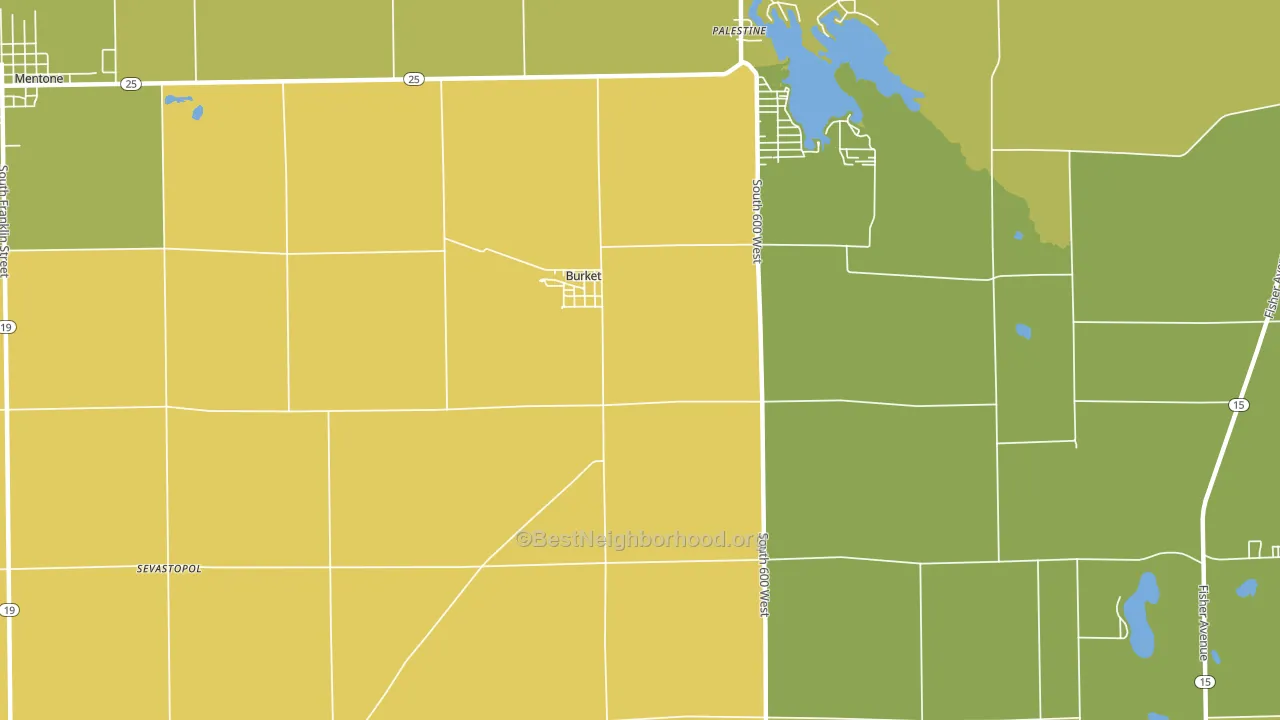Burket, IN block-group voter-turnout map