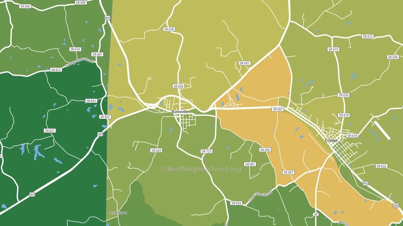 Burkeville, VA block-group voter-turnout map
