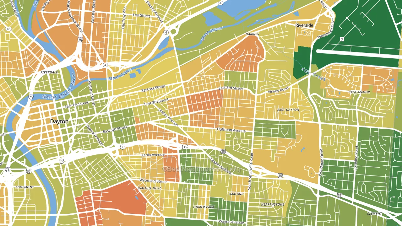Burkhardt, Dayton, OH block-group voter-turnout map