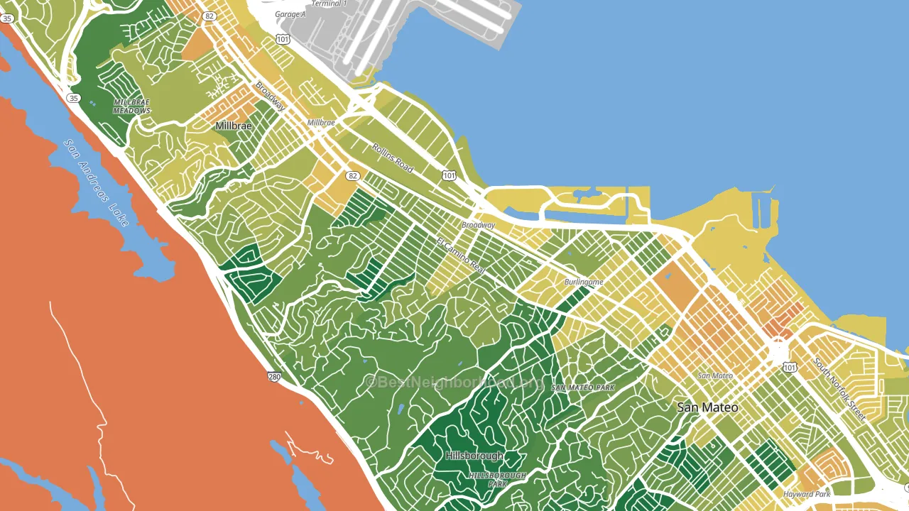 Burlingame, CA block-group voter-turnout map
