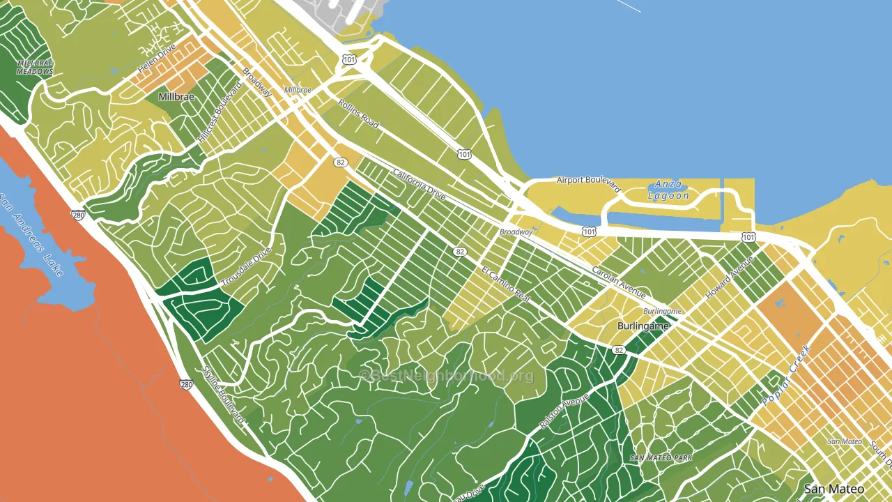 Burlingame Gate, Burlingame, CA block-group voter-turnout map