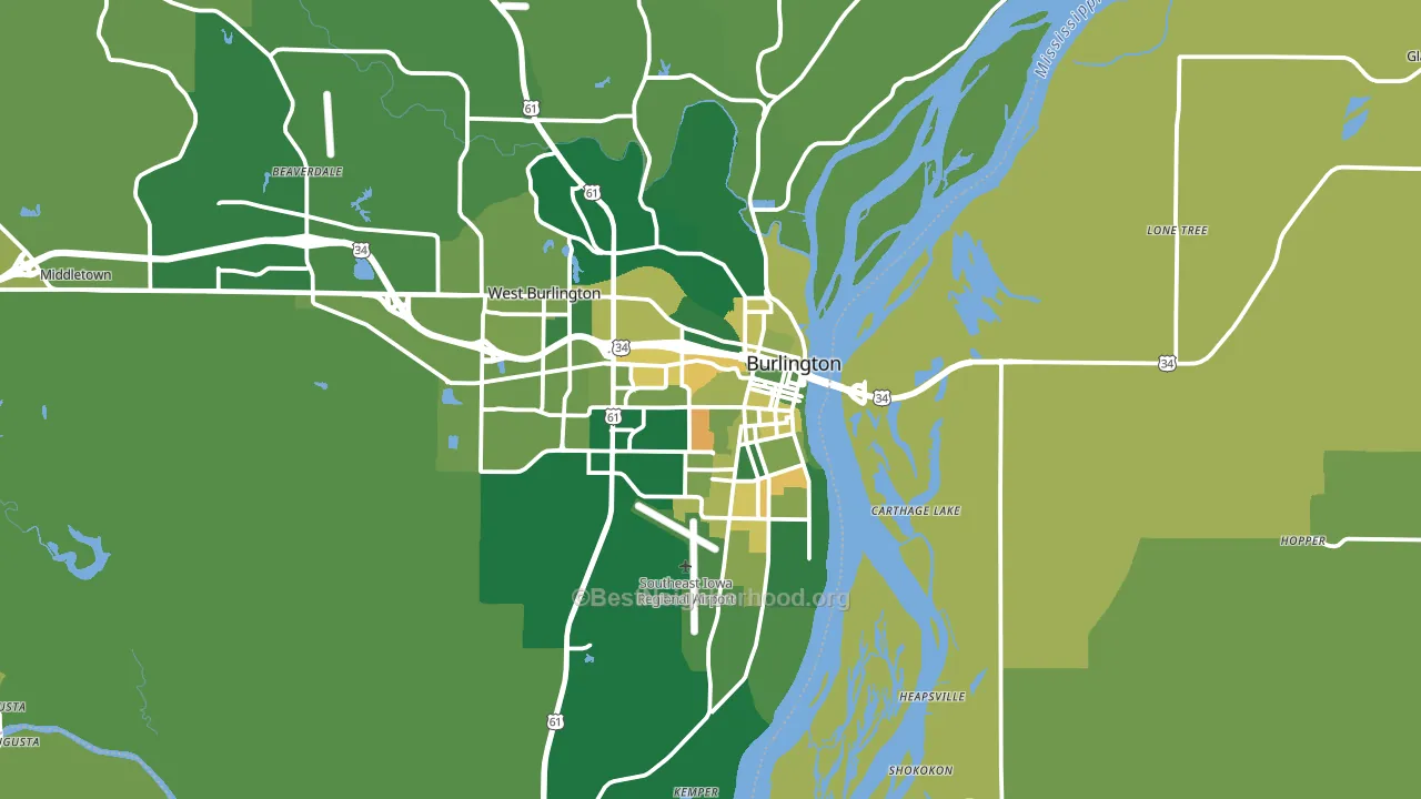Burlington, IA block-group voter-turnout map