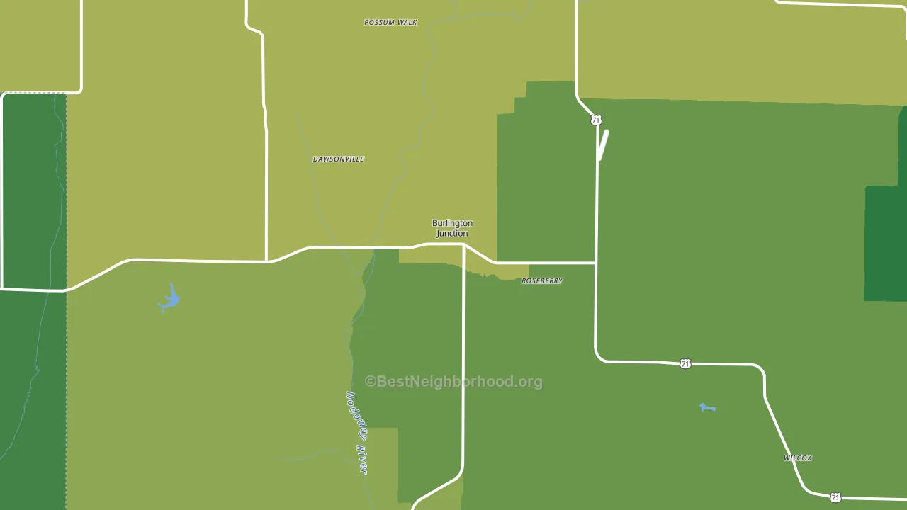 Burlington Junction, MO block-group voter-turnout map