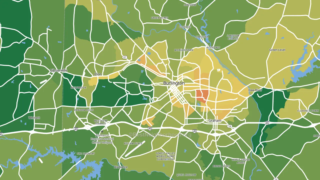 Burlington, NC block-group voter-turnout map