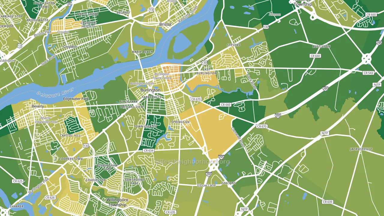 Burlington, NJ block-group voter-turnout map